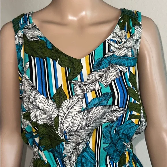 NWT Apt. 9 Striped Floral Maxi Dress - Green and Blue Size Small - Picture 4 of 15